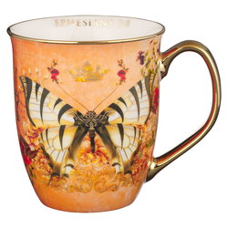 Image of Mug Orange/White Butterfly Grace Eph. 2:8