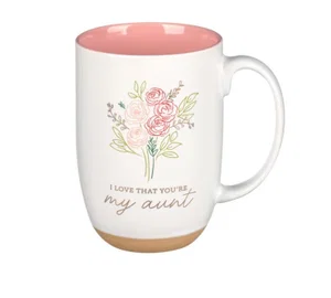 I Love That You Are My Aunt Pink Floral Exposed Clay Base Ceramic Mug - Prov.3:5