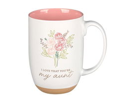 Image of I Love That You Are My Aunt Pink Floral Exposed Clay Base Ceramic Mug – Prov.3:5
