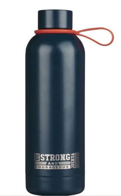Image of Water Bottle SS Stickers Navy Strong and Courageous Josh. 1:9