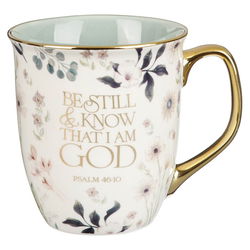 Image of Mug Teal Floral Be Still Ps. 46:10
