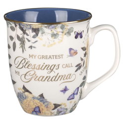 Image of Mug Blue Floral Greatest Blessings Grandma Prov. 31:25