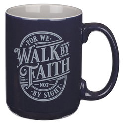 Image of Mug Navy Walk by Faith 2 Cor. 5:7