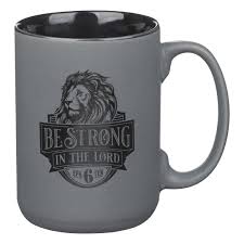 Image of Mug Matte Gray Be Strong Eph. 6:10