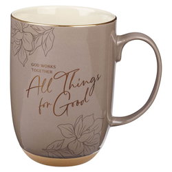 Image of Mug Taupe God Works For Good Romans 8:28