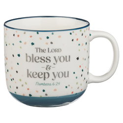 Image of Mug Blue Confetti Bless You and Keep You Num. 6:24