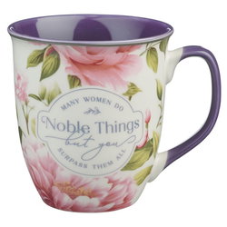 Image of Mug Pink Floral Noble Things Prov. 31:29