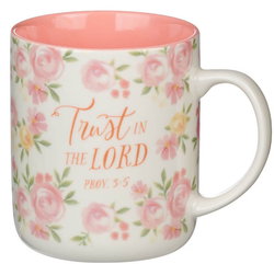 Image of Mug Pink Floral Trust in the Lord Prov. 3:5