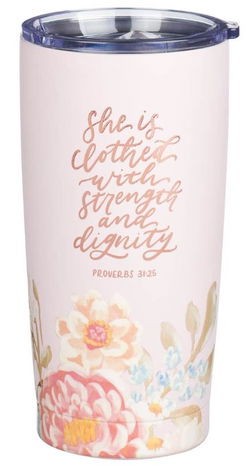 Image of Tumbler SS Pink Strength & Dignity Prov. 31:25