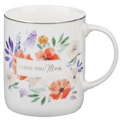 Image of Mug Ivory Floral I Love You, Mom