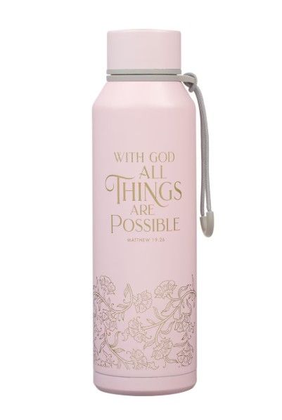 Image of Water Bottle SS Pink With God Matt. 19:26