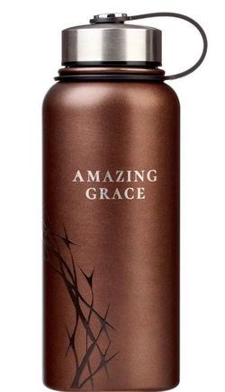 Image of Water Bottle SS Brown Crown of Thorns/Amazing Grace Isa. 53:5