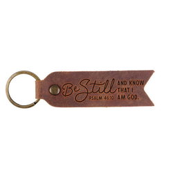 Image of Leather Key Fob Be Still and Know Psalm 46:10