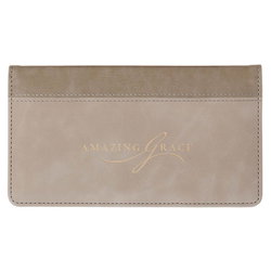 Image of Checkbook Wallet Taupe Amazing Grace Isa. 53:5