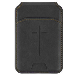 Image of Phone Wallet Magnetic Leather Black Cross