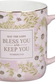Image of Mug Pink Floral The Lord Bless You and Keep You Num. 6:24