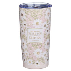 Image of Tumbler SS Pink Floral The Lord Bless You and Keep You Num. 6:24