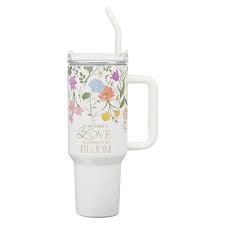 Image of Tumbler SS White Floral A Mother’s Love 2 Cor. 12:9