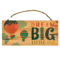 Image of Dream Big Little One Kids Room 5 x10 Wood Plank Design Hanging S