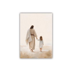 Image of Canvas – Jesus Walking With Child 5×7