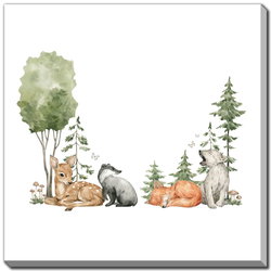 Image of Woodland Friends I Wall Canvas 16X16