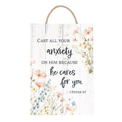 Image of Wood-N-Rope Sign He Cares For You 7×10