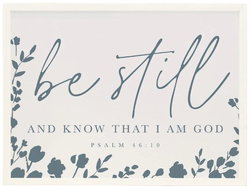 Image of Be Still Navy Flowers Wall Art 18′ x 24′ x .75′