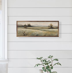 Image of Framed Art- Valley With Flowers Left