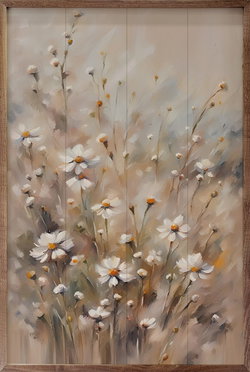 Image of Framed Art- Brown and Tan Daisies