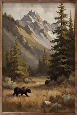 Image of Framed Art- Bear In Mountains