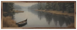 Image of Framed Art- Canoe On The Lake Edge