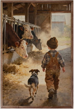 Image of Framed Art- Morning Walk Through The Barn