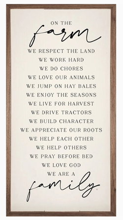 Image of Framed Art- On The Farm We Are Family White