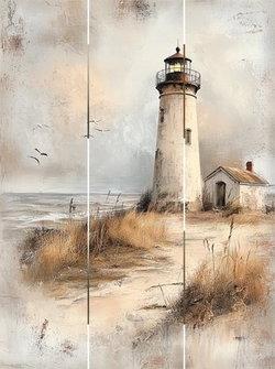 Image of Pallet Art Lighthouse Seashore 9×12