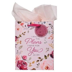 Image of The Plans I Have for You Plum Floral Medium Gift Bag – Jeremiah 29:11