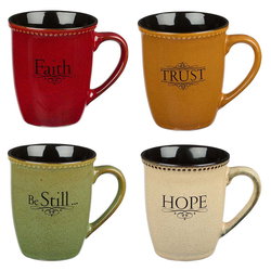 Image of Faith, Hope, Trust & Be Still Stoneware Mug Set