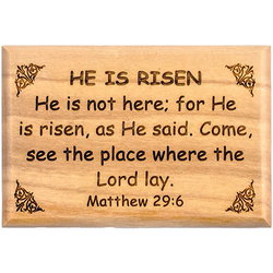 Image of He is Risen Olive Wood Magnet