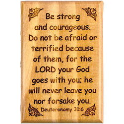 Image of Be Strong and Courageous Olive Wood Magnet