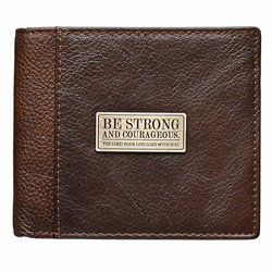 Image of Wallet Leather Brown Be Strong And Courageous