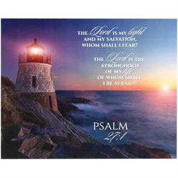 Image of Plaque Lighthouse The Lord is my Light 8×10 -Psalm 27:1