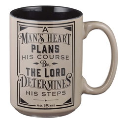 Image of Mug A Man’s Heart Ceramic Brown – Proverbs 16:9