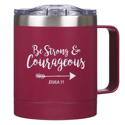 Image of Berry Stainless Steel Mug – Be Strong & Courageous – 11oz
