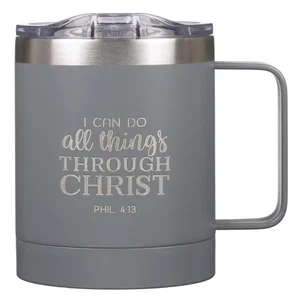 Gray Stainless Steel Mug - I Can Do All Things - 11 oz