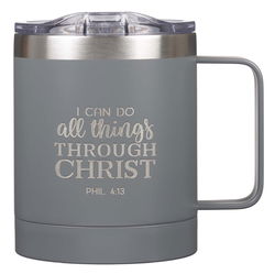 Image of Gray Stainless Steel Mug – I Can Do All Things – 11 oz
