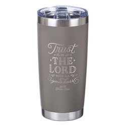 Image of Taupe Stainless Steel Mug – Trust In The Lord – 18 oz