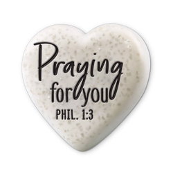 Image of Heart Cast Stone Praying For You Philippians 1:3, 2 1/4′