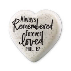 Image of Heart Cast Stone Remembered..Loved Philippians 1:7, 2 1/4′