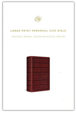 Image of ESV Large Print Personal Size Bible Trutone, Brown, Engraved Mantel Design