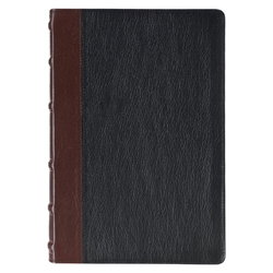 Image of KJV Large Print Study Bible Two-Tone Black/Burgundy Full Grain Leather