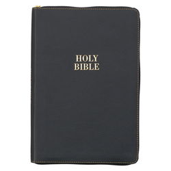 Image of KJV Large Print Thinline Bible Black Faux Leather with Zipper